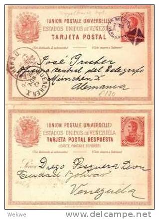 Ven051/ VENEZUELA -  Doppel-Ganzsache 9, C. Bolivar-München - Venezuela