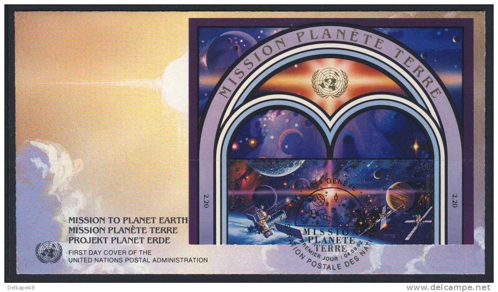 United Nations Geneve 1992 FDC - Mi 219 + Mi 220  - International Space Year / United Nations / Nations Unies - FDC