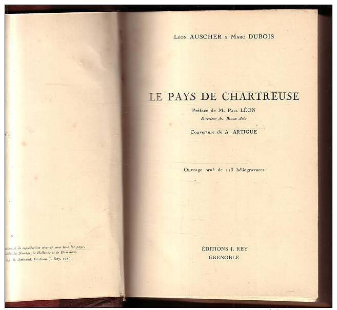 Auscher & Dubois Le Pays De Chartreuse Editions Rey 1926 - Rhône-Alpes