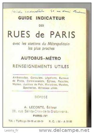 PLAN DE PARIS PAR ARRONDISSEMENT - GUIDE INDICATEUR DES RUES DE PARIS - AUTOBUS - METRO - RENSEIGNEMENTS UTILES - Karten/Atlanten