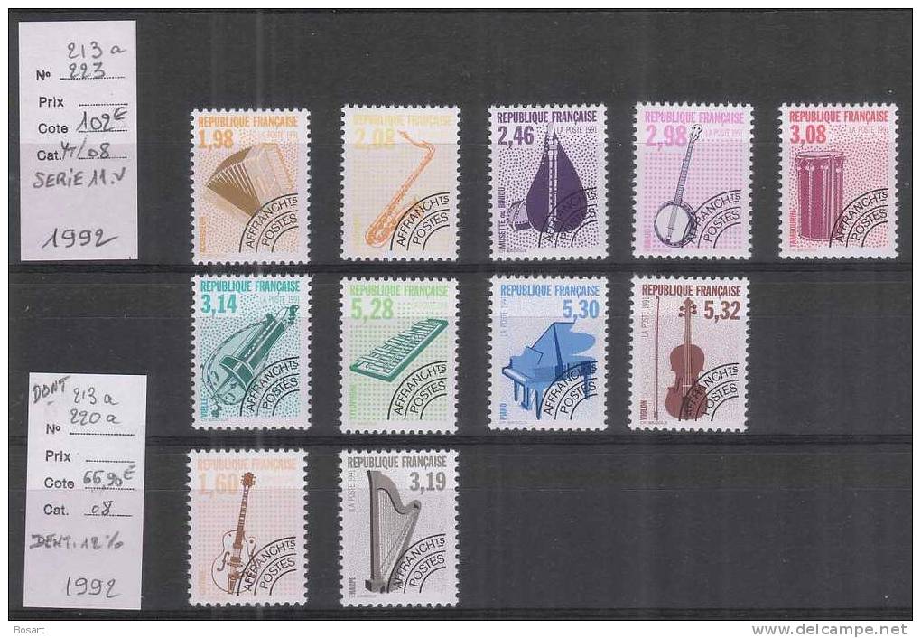 France Timbres Préoblitérés Neufs Y.T. N°213 à 223 (dont 213a Et 220a) - 1989-2008