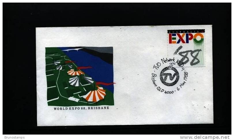 AUSTRALIA - 1988 WORLD EXPO '88 BRISBANE COVER  TVO NETWORK DAY CANCEL - Marcophilie