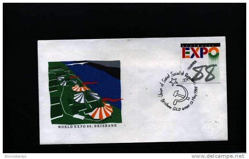 AUSTRALIA - 1988 WORLD EXPO '88 BRISBANE COVER  U.S.S.R.  DAY CANCEL - Marcophilie