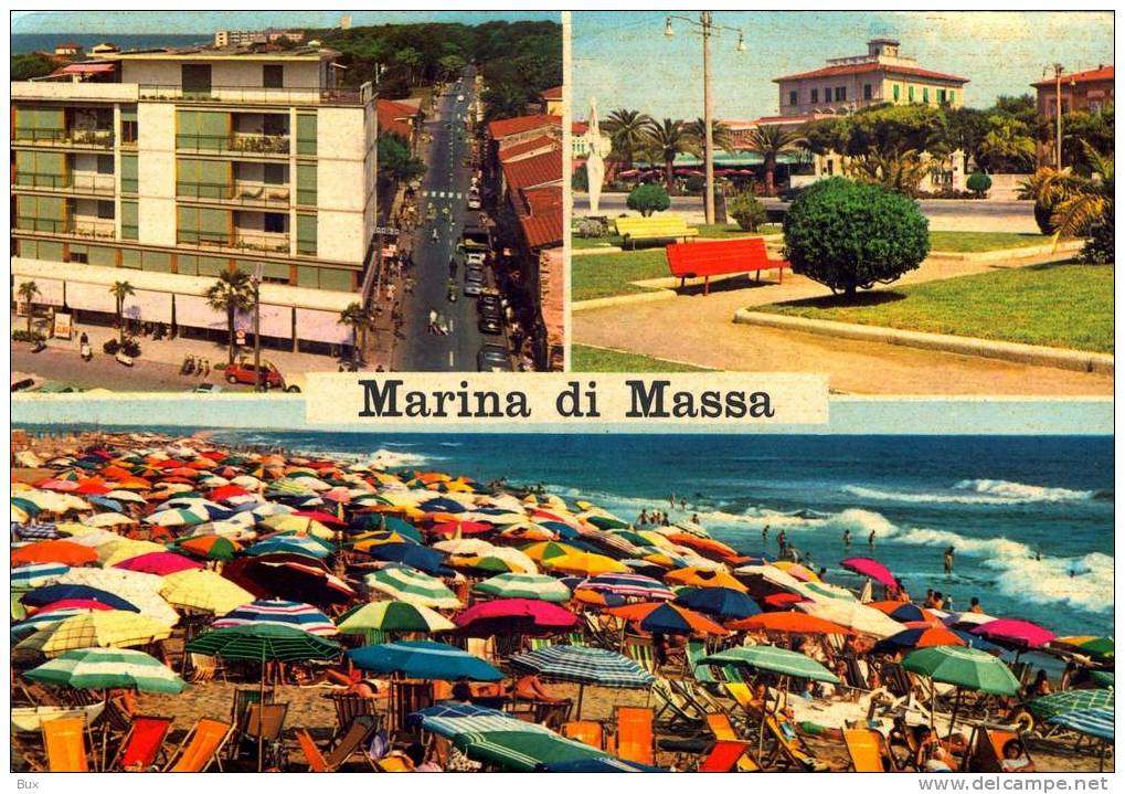 MARINA DI MASSA  TOSCANA VIAGGIATA  COME DA FOTO FRANCOBOLLO ASPORTATO CON SPELLATURA SUL RETRO - Massa