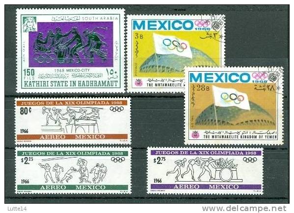 JO Mexico 1968 Lot N°01 De 6 Timbres Mexique - Yemen - Arabie - Zomer 1968: Mexico-City
