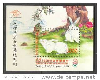 INDONESIA MNH ** 1999 SHEET ZBL B171 KONIJN RABBIT - Indonesië