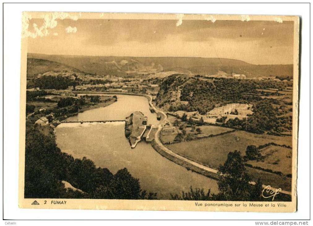 FUMAY 08 VUE PANORAMIQUE SUR LA MEUSE ET LA VILLE - Fumay