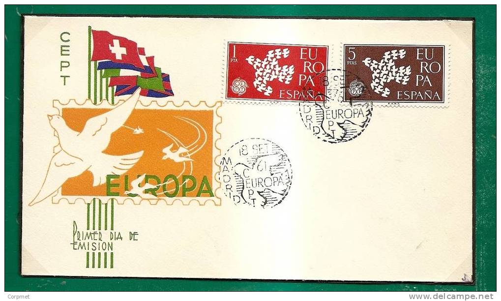 ESPAÑA - 1961 SOBRE FIRST DAY COVER With FLAGS - 1961