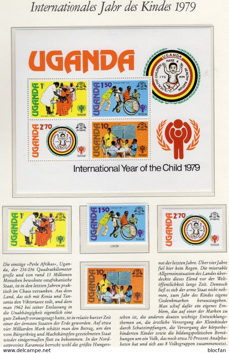 UNO-Jahr Des Kindes 1979 Uganda 203/6+Block 16 ** 7€ Kinder-Erziehung Ausbildung Betreuung UNICEF Set Of Childrens - Ouganda (1962-...)