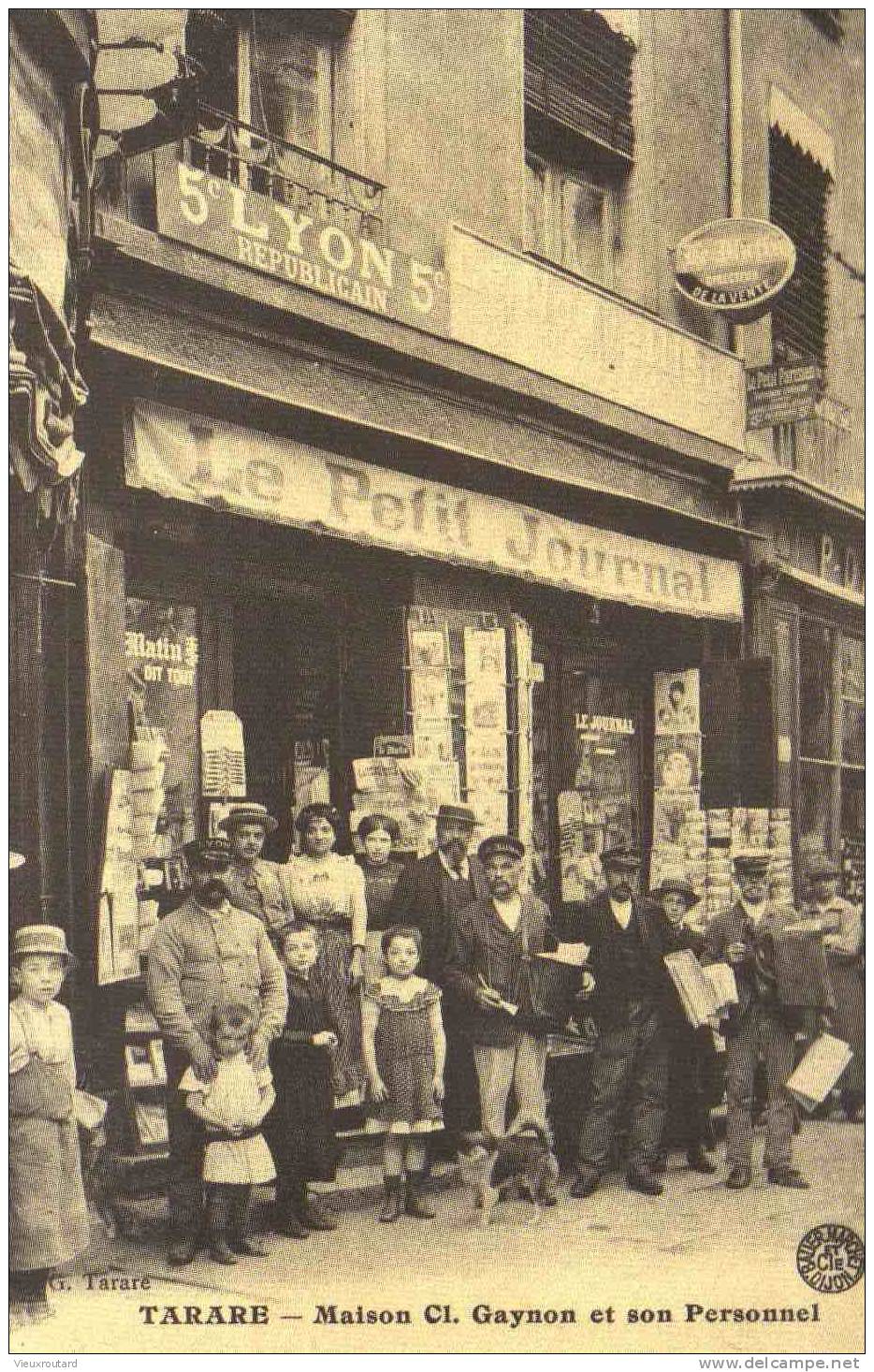 CPA. REPRO. MAISON CI. GAYMON ET SON PERSONNEL. LIBRAIRIE LURNAUX. TARARE. - Winkels