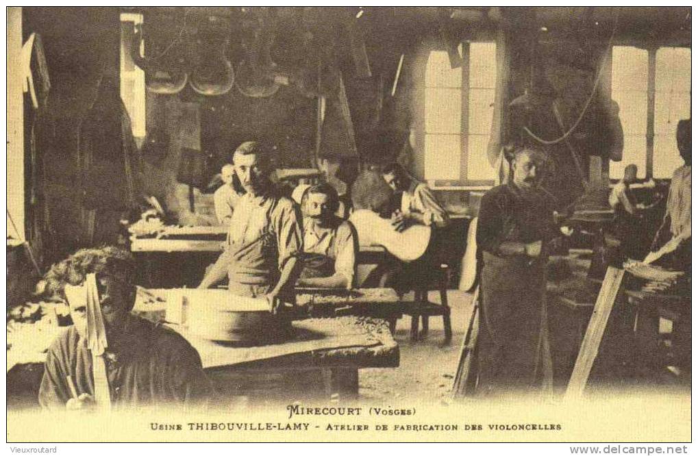 CPA. REPRO.  MIRECOURT. USINE THIBOUVILLE LAMY. ATELIER DE FABRICATION DES VIOLONCELLES. - Industrie