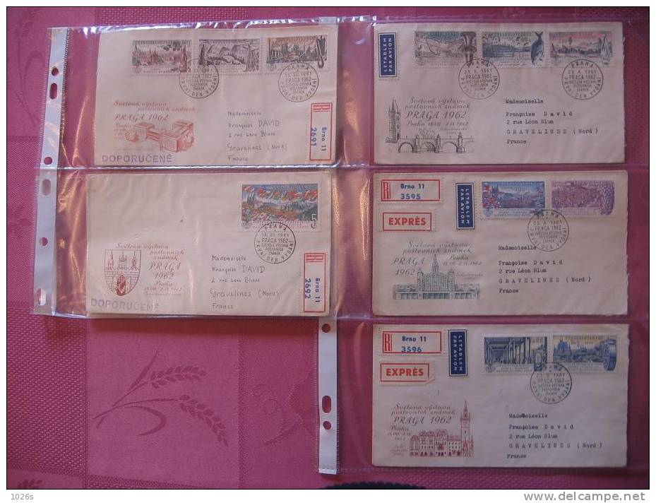 5 ENVELOPPES 1er JOUR TCHECOSLOVAQUIE - PRAGUE 1962 - Other & Unclassified