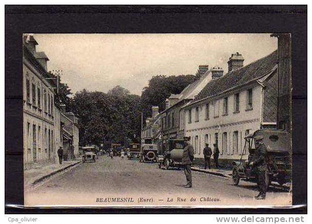 27 BEAUMESNIL Rue Du Chateau, Bien Animée, Automobiles, Ed ?, 1908 - Beaumesnil