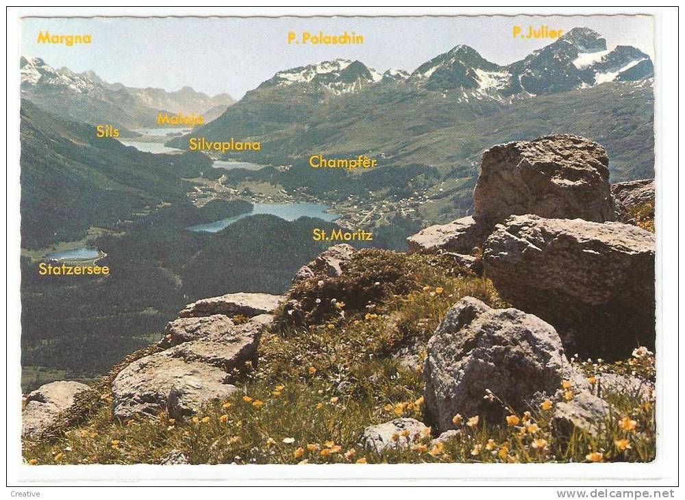 Muottas Muragl 2456m.Blick Gegen ST.Moritz Und Die Oberengadiner-Seen - St. Moritz