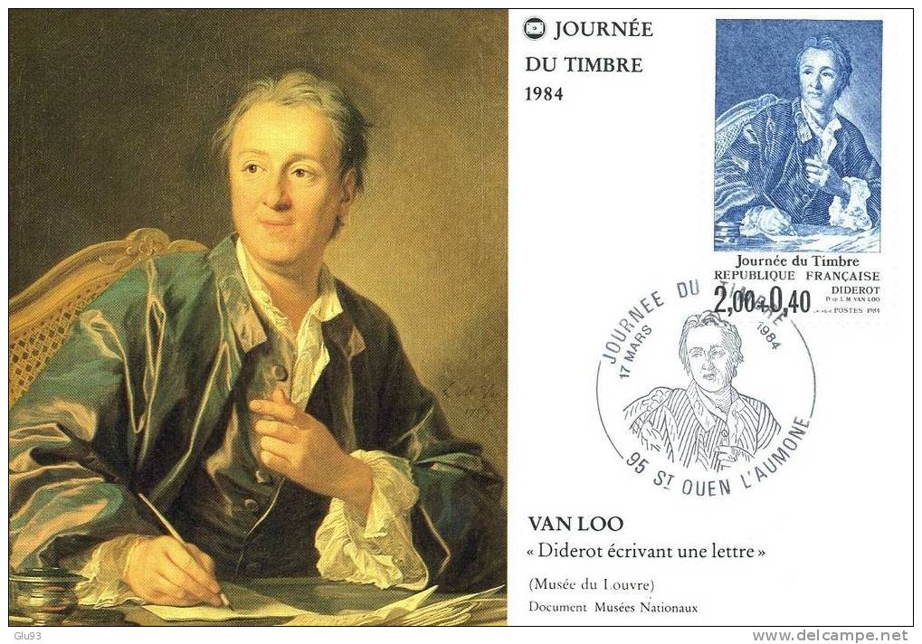 CPM - St Ouen L'Aumône (95) - Van Loo "Diderot écrivant Une Lettre" - Journée Du Timbre 1984 - Saint-Ouen-l'Aumône