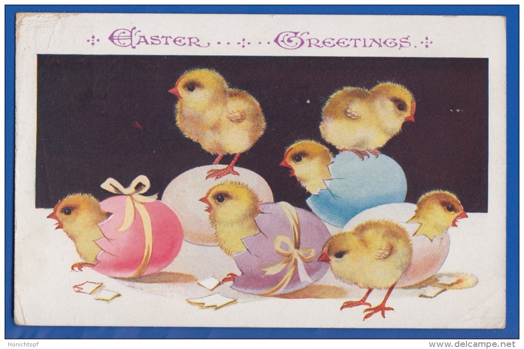 Fantaisie; Ostern; Paques; Küken; Easter Greetings; Florence House; Barnes, S.W."Comique" Series 6152; 1931 - Pascua