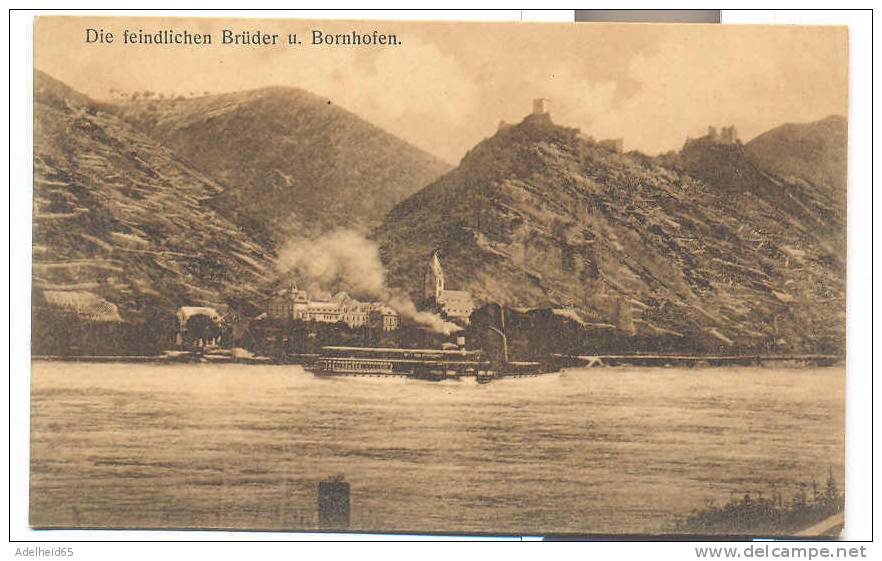 Die Feindlichen Brüder Und Bornhofen (Dampfer, Steamer, Bateau à Vapeur) Joh. Heinrichs Verlag Ca 1910 - Braubach