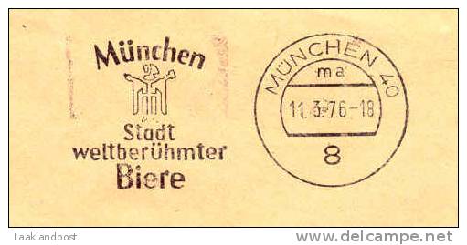 Germany Window Cover Free Postage Meter Munchen Biere 11-3-1976 - Birre