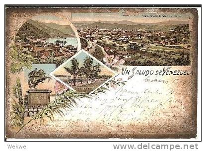 Ven056 VENEZUELA / Lithokarte  Caracas 1893 Nach Leipzig - Venezuela