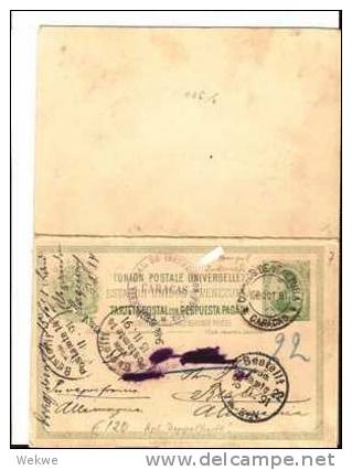 Ven065/  VENZUELA - Doppelkarte P 7 Nach Berlin 1891, Weitergeleitet - Venezuela