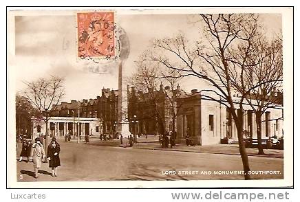 LORD STREET AND MONUMENT. SOUTHPORT. - Southport