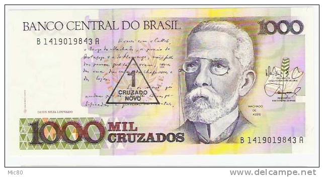 Brésil Billet 1 Cruzado Novo Sur 1000 Cruzados 1989 NEUF - Brazil