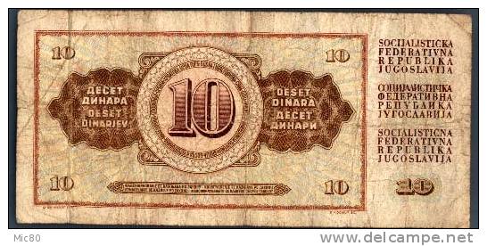Yougoslavie Billet 10 Dinars 01/05/1968 - Yougoslavie