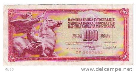 Yougoslavie 100 Dinars 4 XI 81 (série CE) - Yougoslavie