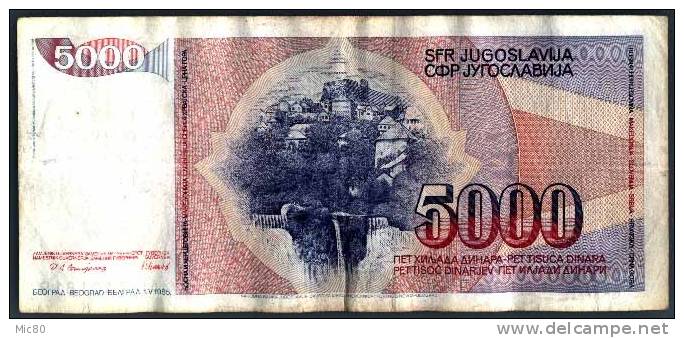 Yougoslavie Billet 5000 Dinars 01/05/1985 - Yugoslavia