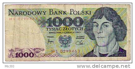Pologne Billet 1000 Zlotych 1982 Tb - Poland