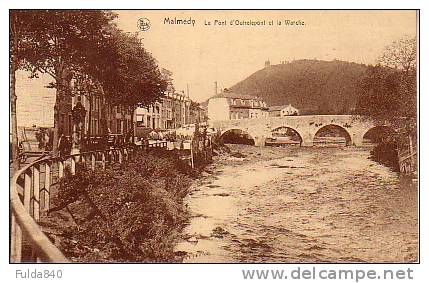 CPA.   MALMEDY.  Le Pont D'Outrelepont Et La Warche.     1929.     (animée) - Malmedy