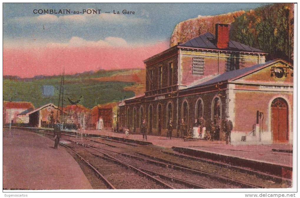 CPA COMBLAIN-AU-PONT  La Gare  Colorée Animée  DESAI - Comblain-au-Pont