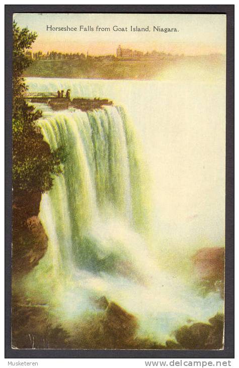 Canada Ontario Horseshoe Falls From Goat Island Niagara Cancel Niagara Falls 1937 To Germany King George VI Stamp - Niagarafälle