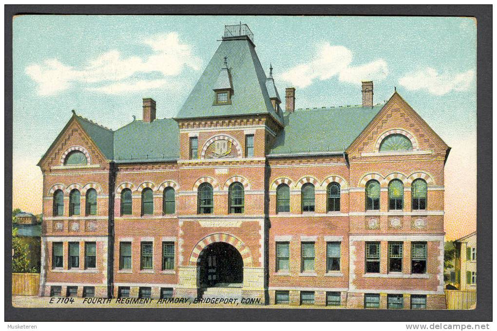 United States US Military E7104 Fourth Regiment Armory Bridgeport Connecticut Old Perfect Mint Card - Bridgeport