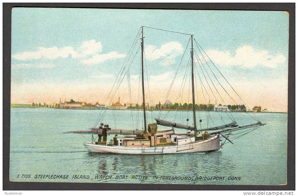 United States US E7105 Steeplechase Island Watch Boat "Active" Bridgeport Connecticut Old Perfect Mint Post Card - Bridgeport