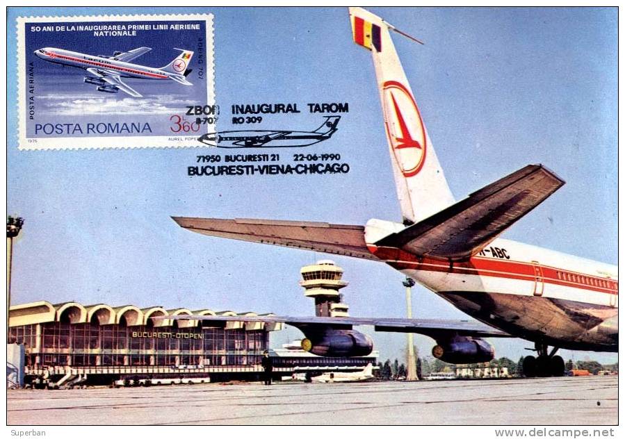 AVIATION CIVILE - ENV. 1980 - AVION Sur AÉROPORT BUCAREST - OTOPENI : TAROM - ROUMANIE - CARTE MAXIMUM (b-865) - 1946-....: Moderne