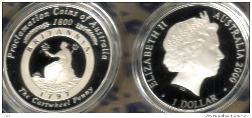 AUSTRALIA $1 PROCLAMATION BRITTANIA FRONT QEII HEAD BACK 2000 PROOF 1.3Oz .999 SILVER READ DESCRIPTION CAREFULLY !!! - Other & Unclassified