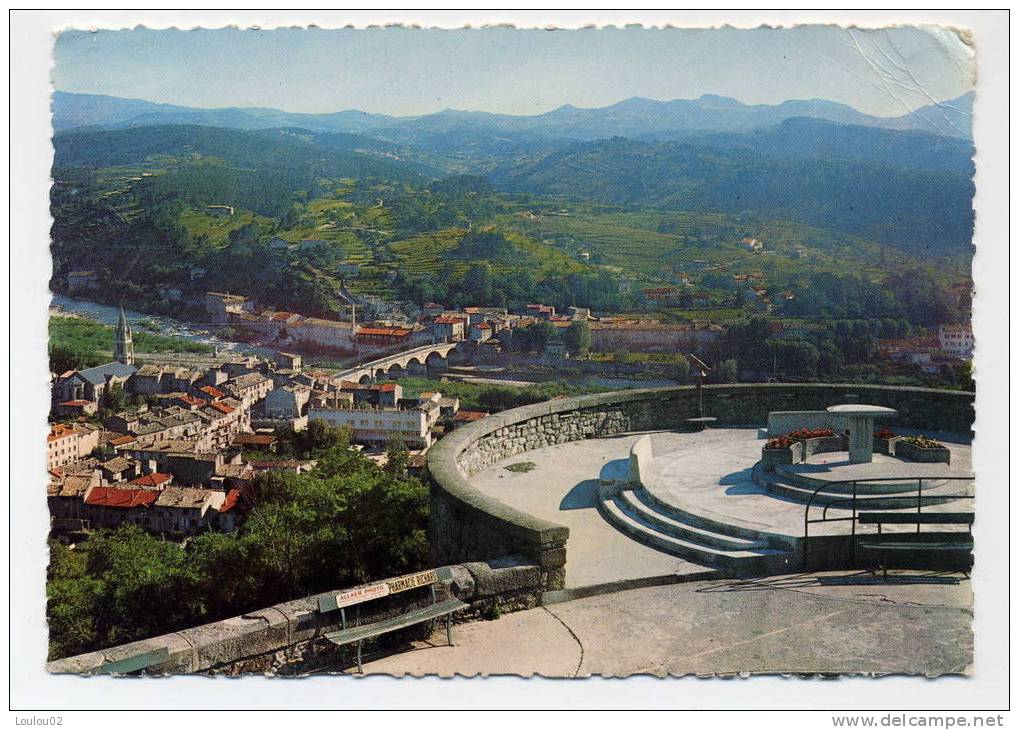 07 - AUBENAS EN VIVARAIS - Table D´orientation, Panorama Sur Pont D´Aubenas - Bord Dentelé - - Aubenas