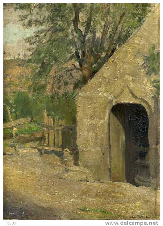 - PAYSAGE AVEC RUISSEAU ET MOULIN ANCIEN . HUILE SUR TOILE SIGNEE FOURNIER ,  DATEE 1901 ET TITREE - Olieverf