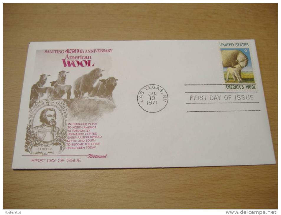 USA: FDC 450th Anniversary American Wool (1971) - 1971-1980