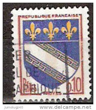 Timbre France Y&T N°1353 A (02) Obl.  Armoirie De Troyes.  0.10 F. Brun, Outremer Et Jaune. Cote 0,15 € - 1941-66 Armoiries Et Blasons