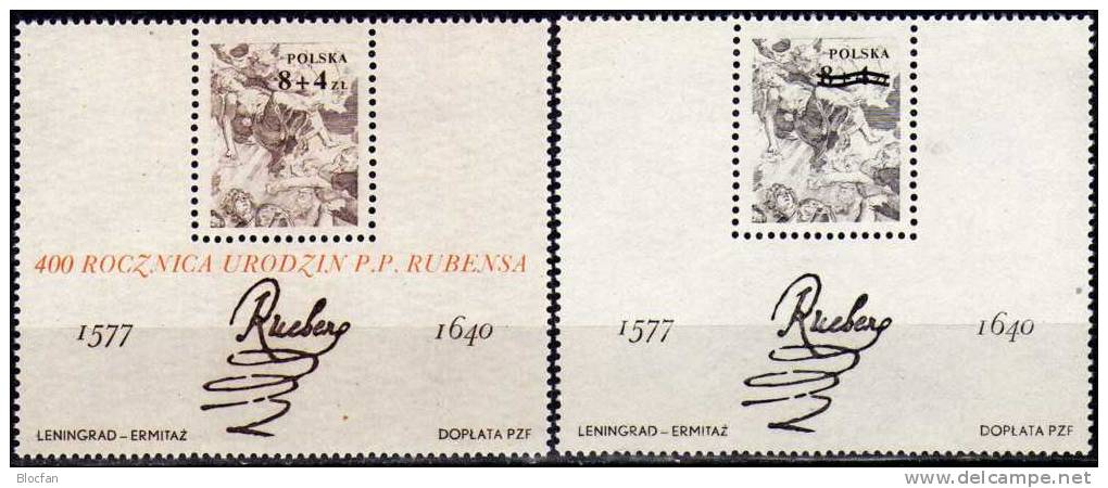 400.Geburtstag Rubens 1977 Polen 2501,Block 67 Plus SD ** 54€ Aquarell Heilige Stephan Art Bloc Painting Sheet Bf Polska - Rubens