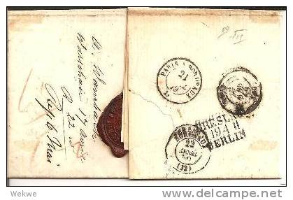 Rl155/- RUSSLAND - Warschau-Bordeaux, Franco 1852 - Briefe U. Dokumente