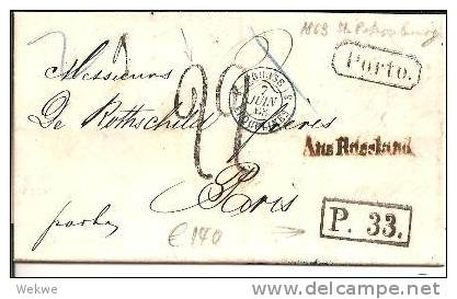 Rl156/- RUSSLAND - Petersburg-Paris 1863, Rothschild Korrespondenz - Briefe U. Dokumente