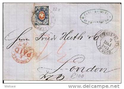 Rl162- RUSSLAND -/ Mi. 22x Auf Brief Nach London 1871 1880 - Lettres & Documents