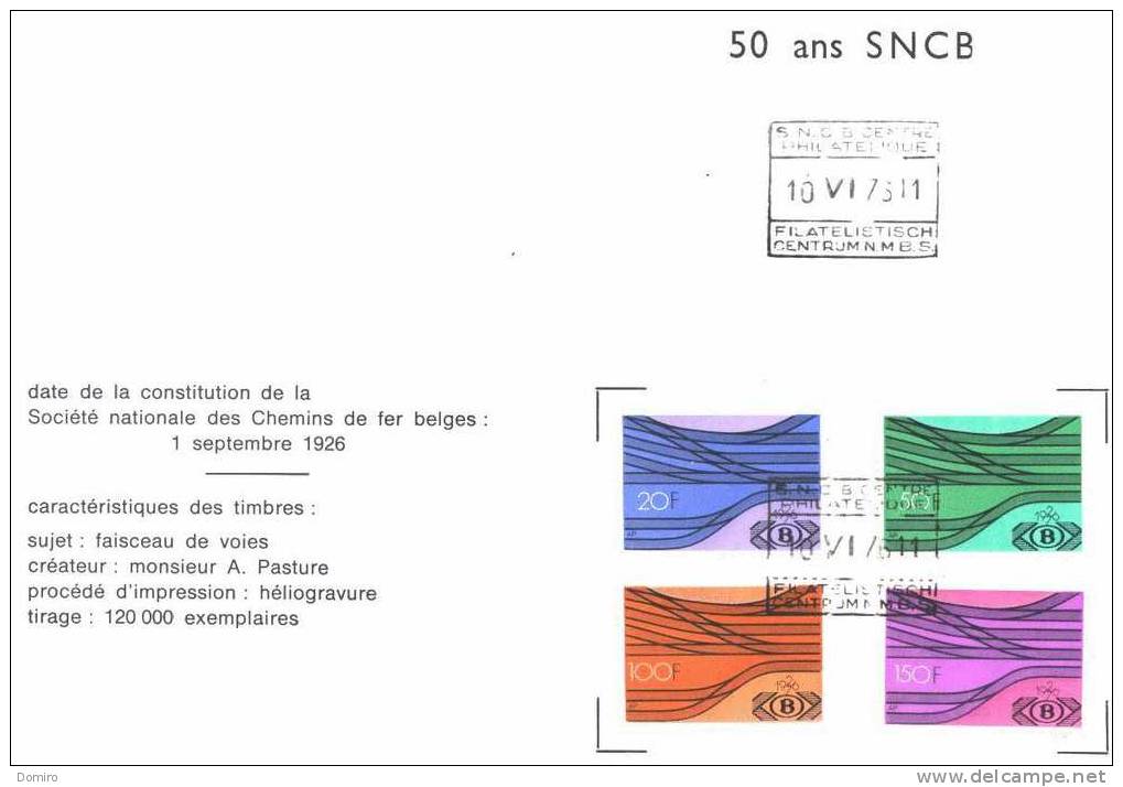 BE CF/Sp 428/31 Sur Feuillet  "Oblitération 10 VI 76  De SNCB Philatélie - Other & Unclassified