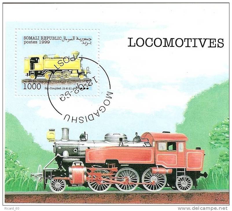 Bloc Oblitéré De Somalie, Locomotive à Vapeur - Somalië (1960-...)