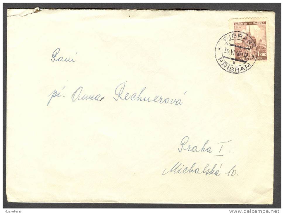 Germany Empire Occupation 1938-45 Böhmen & Mähren PRIBRAM Cancel 1940 Cover To Prag Praha - Brieven En Documenten