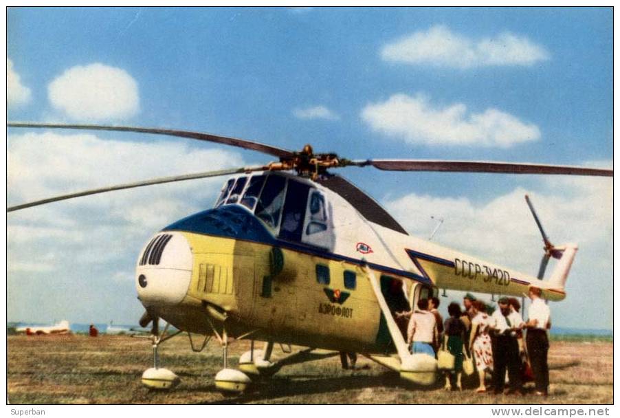 AVIATION CIVILE : ENV. 1970 - HÉLICOPTÈRE : MI 4 - AEROFLOT - U.S.S.R. / PASSENGER HELICOPTER (b-880) - Hubschrauber