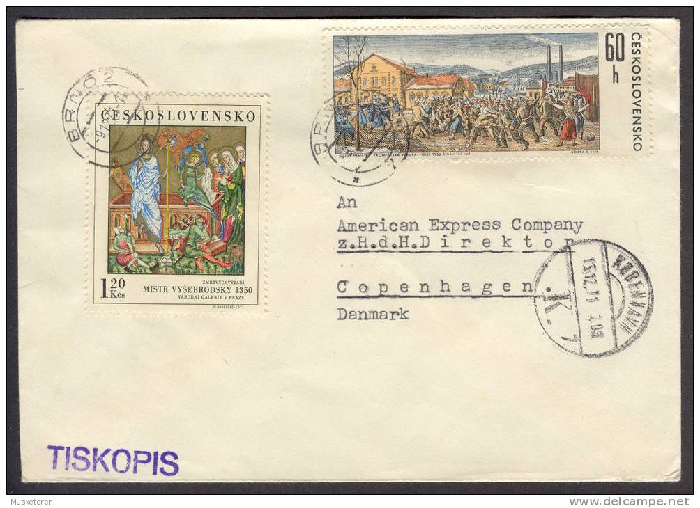 Czechoslovakia BRNO Cover 1971 To Copenhagen Denmark TISKOPIS In Violet Cancel - Covers & Documents